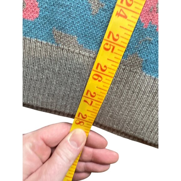 LOGO Lori Goldstein XL Floral Jacquard Layla Sweater in Dark Earth Boho Cottage - Picture 3 of 7